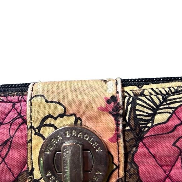 Vera Bradley Floral Mocha Rouge Turn Lock Wallet Size 7¾" x 4¾" - Picture 3 of 13